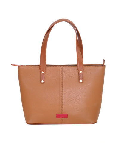Jeannette — Leather Tote Bag with Zipper
