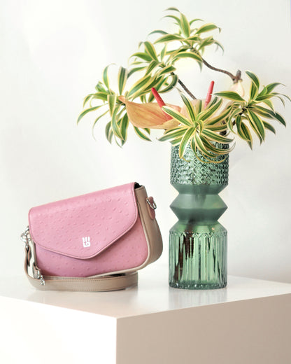 Julia — Mini Crossbody Bag in Leather pink with LT stone