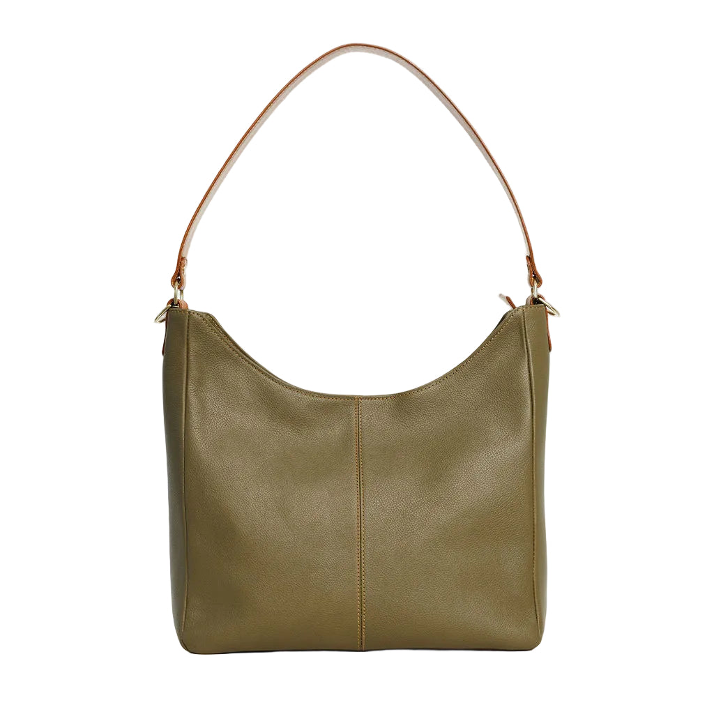 Desirée — Leather Hobo Bag olive green