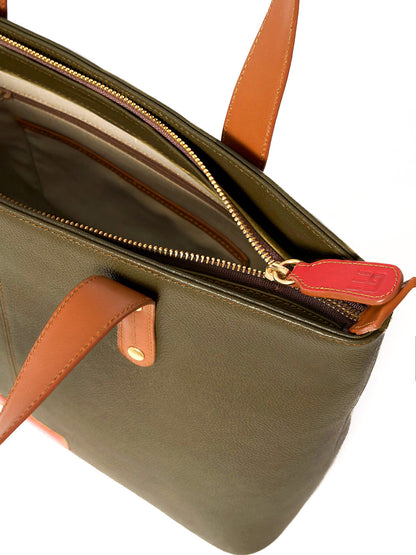 Jeannette — Leather Tote Bag with Zipper