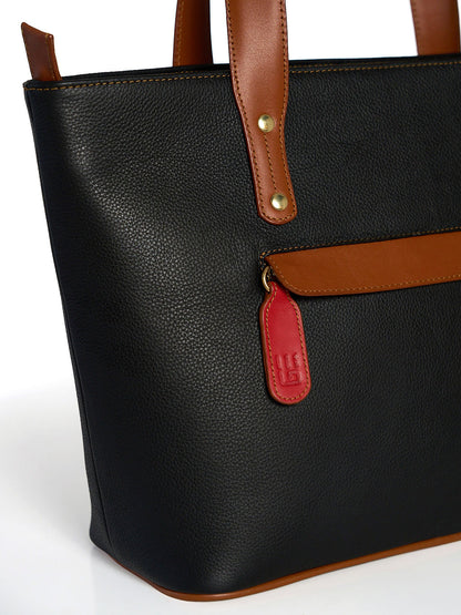 Jeannette — Leather Tote Bag with Zipper