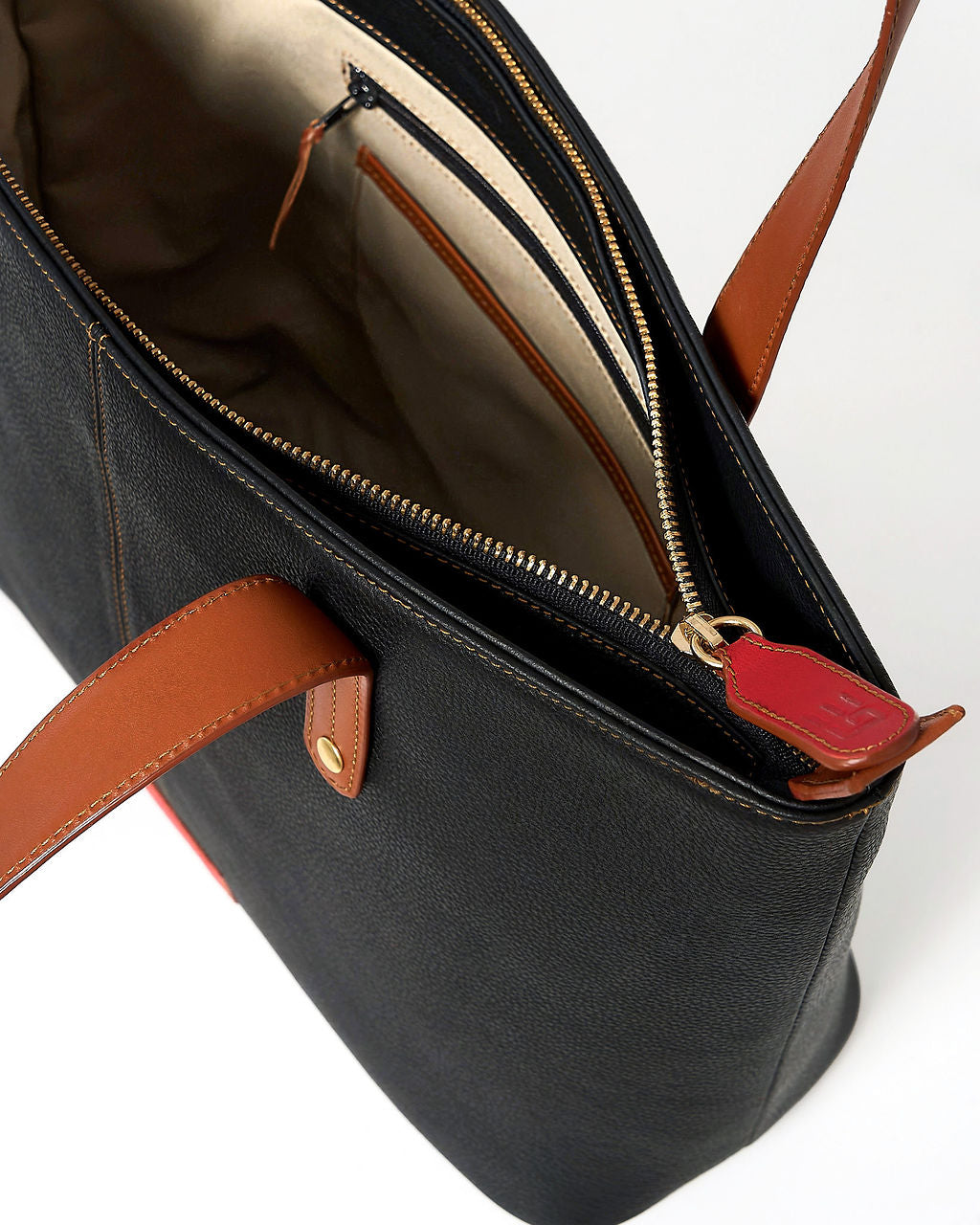Jeannette — Leather Tote Bag with Zipper