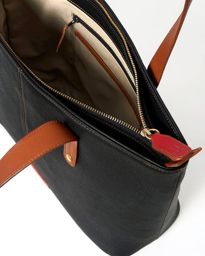 Jeannette — Leather Tote Bag with Zipper