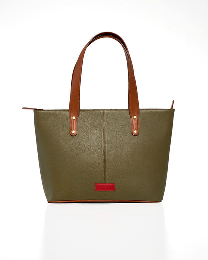 Jeannette — Leather Tote Bag with Zipper