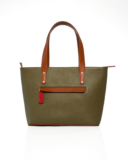 Jeannette — Leather Tote Bag with Zipper