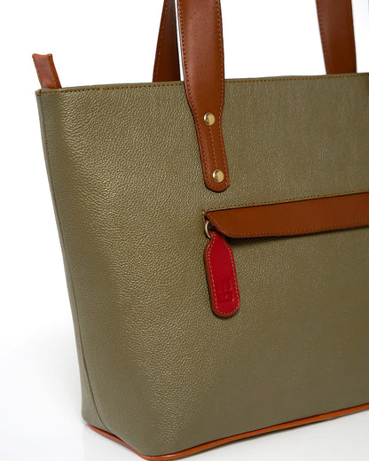 Jeannette — Leather Tote Bag with Zipper
