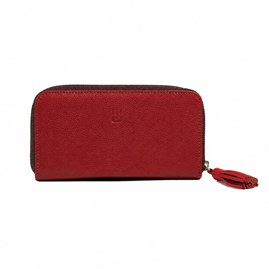 Victoria — Cartera de cuero con cremallera rojo