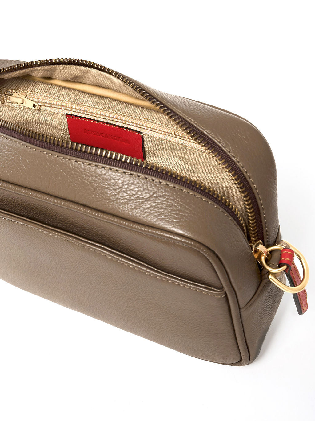 Paola Icon — Leather Crossbody Camera Bag taupe