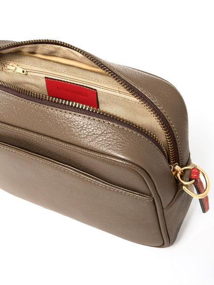 Paola Icon — Leather Crossbody Camera Bag taupe